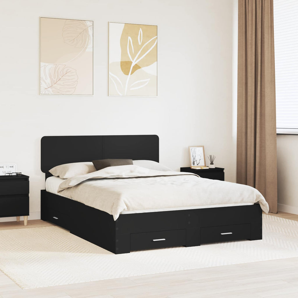 vidaXL Ramka łóżka Czarny 140 x 190 cm Materiał drewnopochodny
