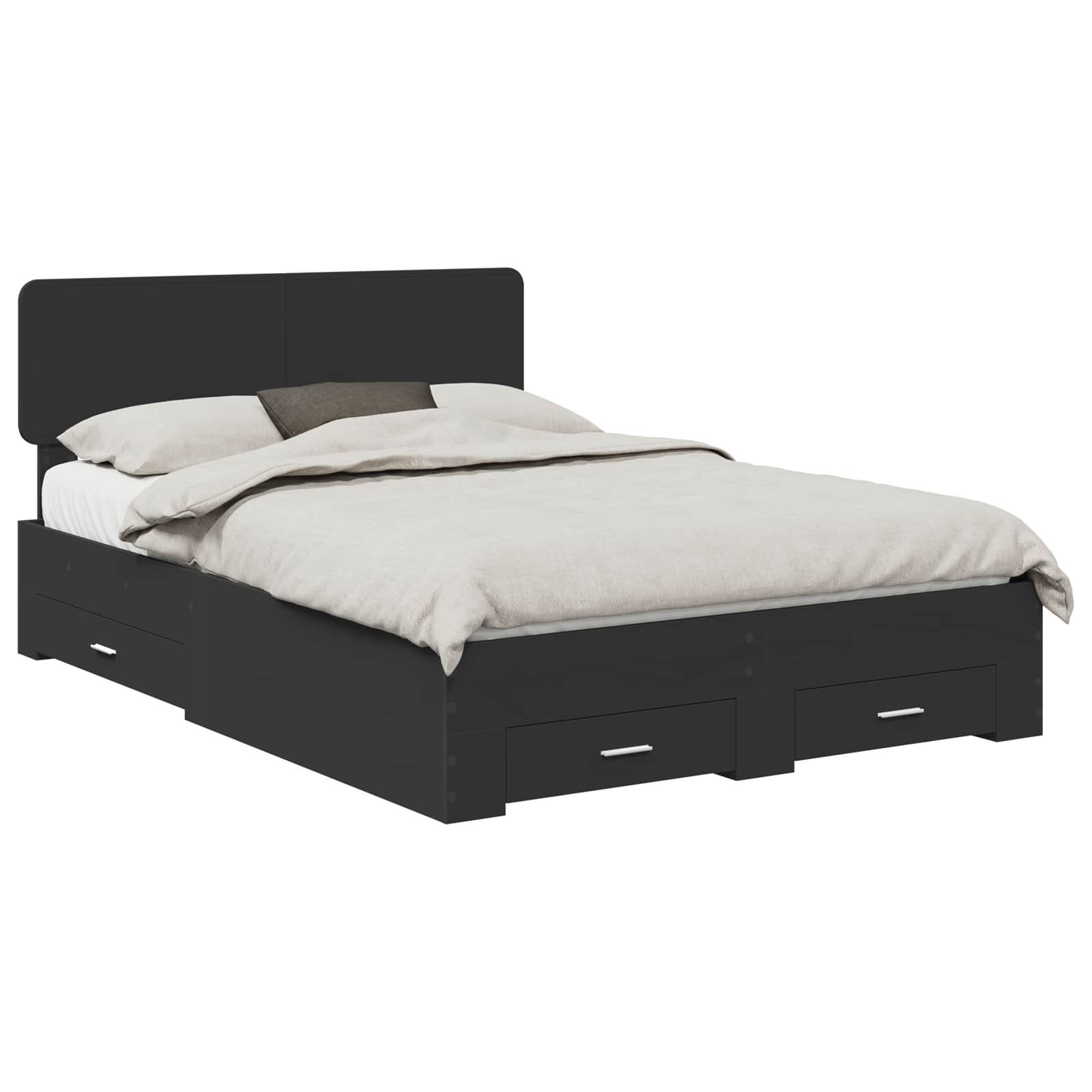 vidaXL Ramka łóżka Czarny 140 x 190 cm Materiał drewnopochodny