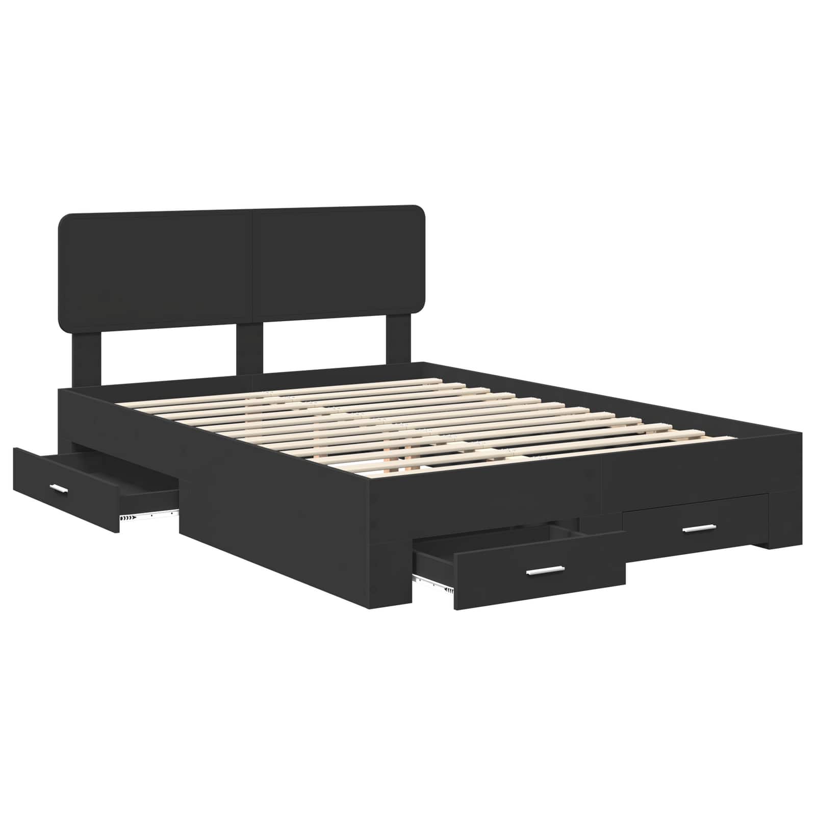 vidaXL Ramka łóżka Czarny 140 x 190 cm Materiał drewnopochodny