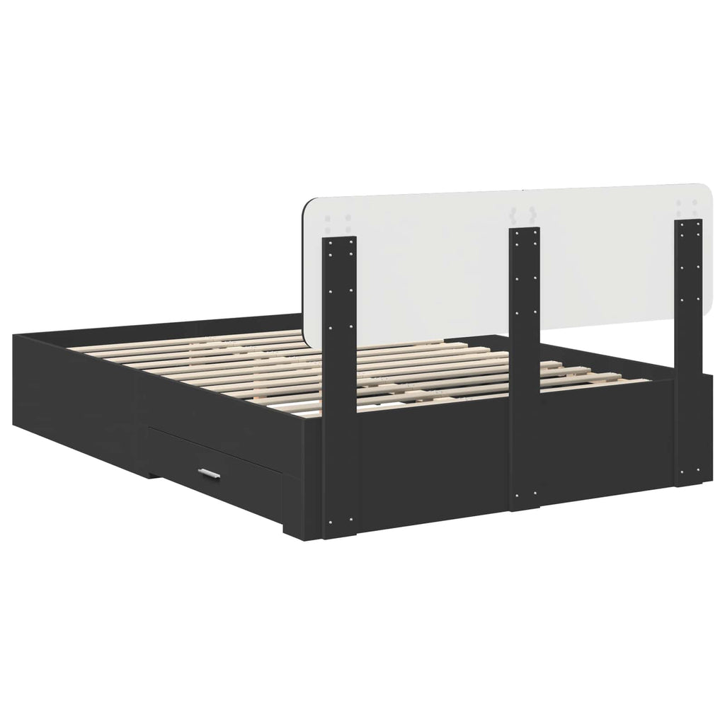 vidaXL Ramka łóżka Czarny 140 x 190 cm Materiał drewnopochodny