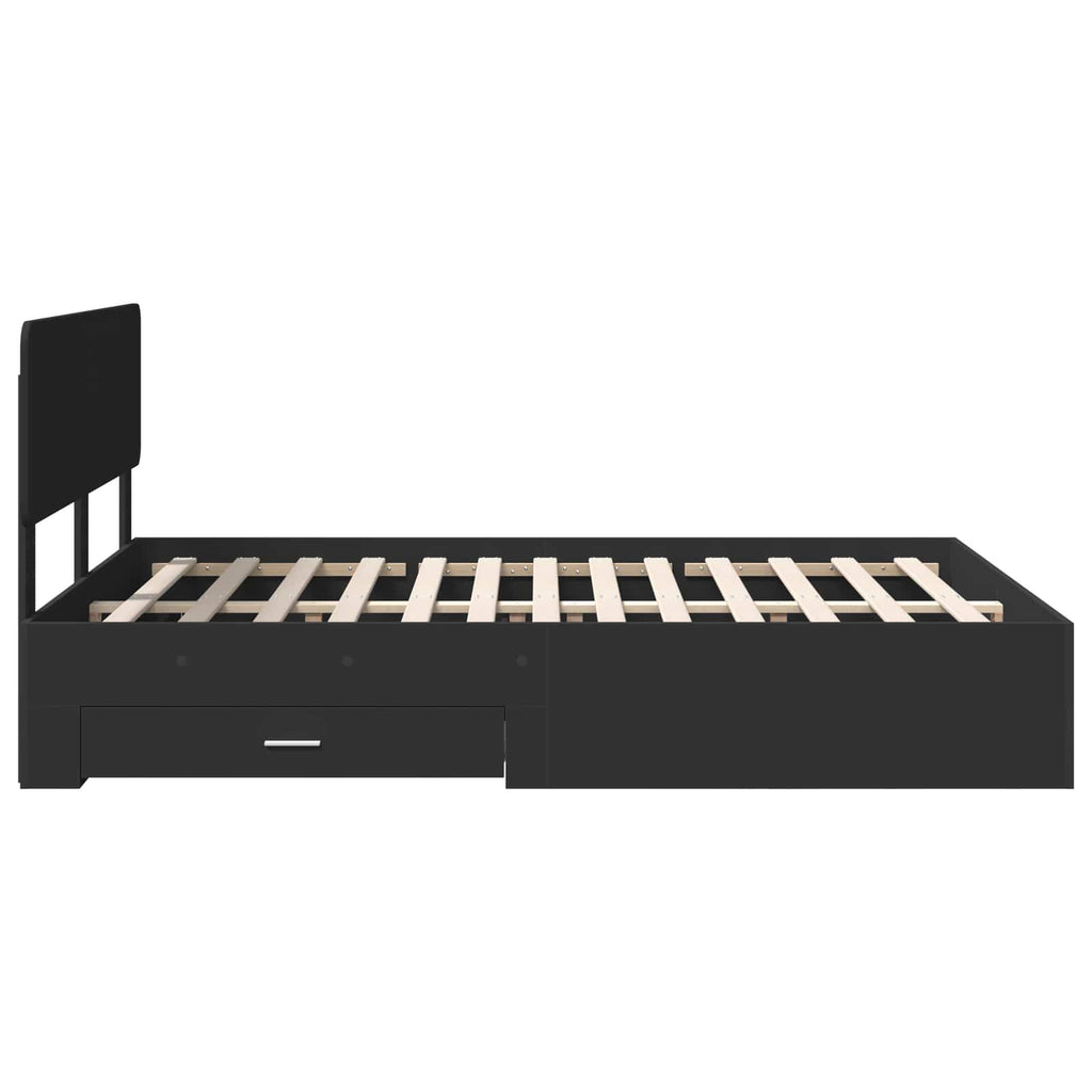 vidaXL Ramka łóżka Czarny 140 x 190 cm Materiał drewnopochodny