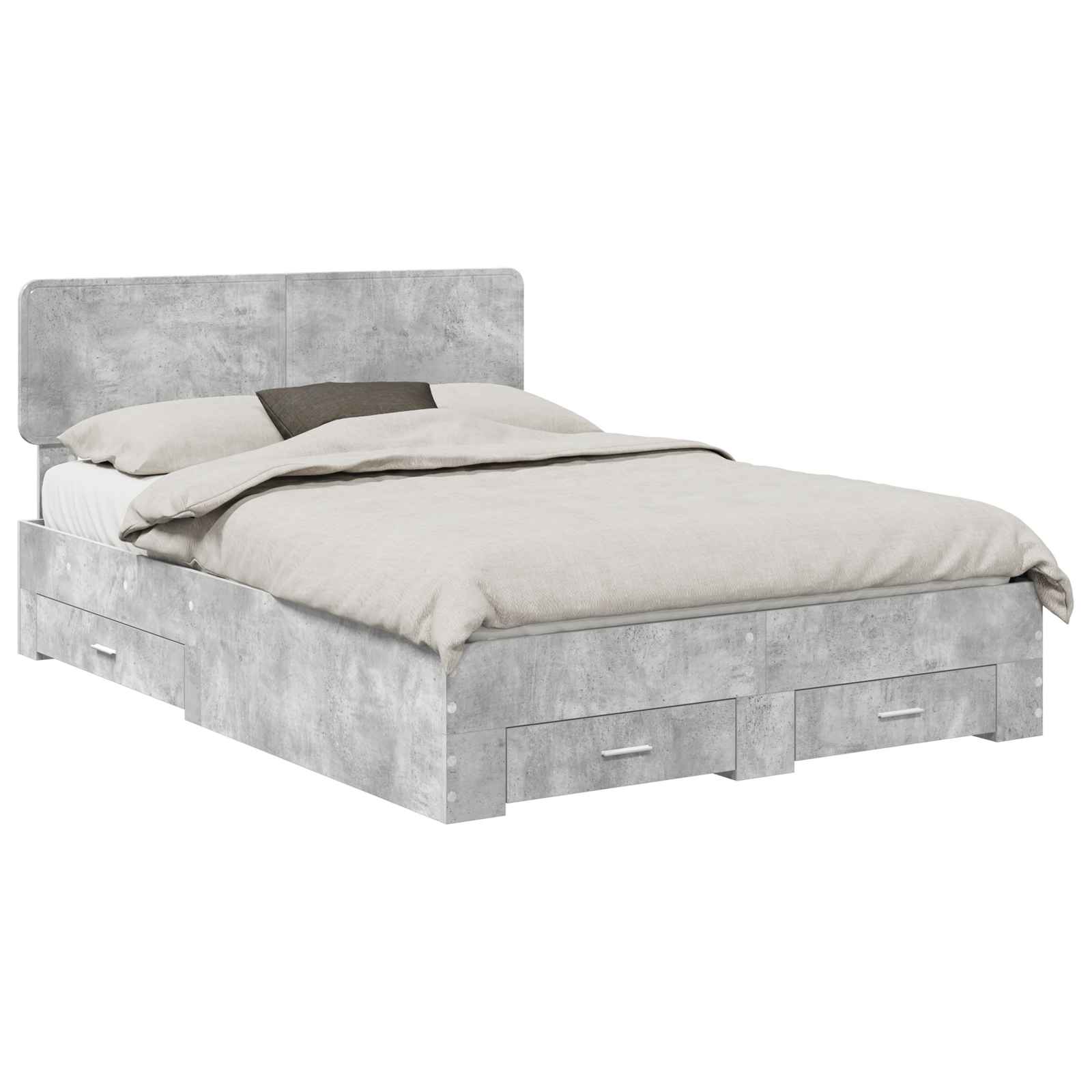 vidaXL Ramka łóżka Betonowy szary 140 x 190 cm Materiał drewnopochodny