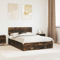 vidaXL Ramka łóżka Dąb wędzony 140 x 190 cm Materiał drewnopochodny