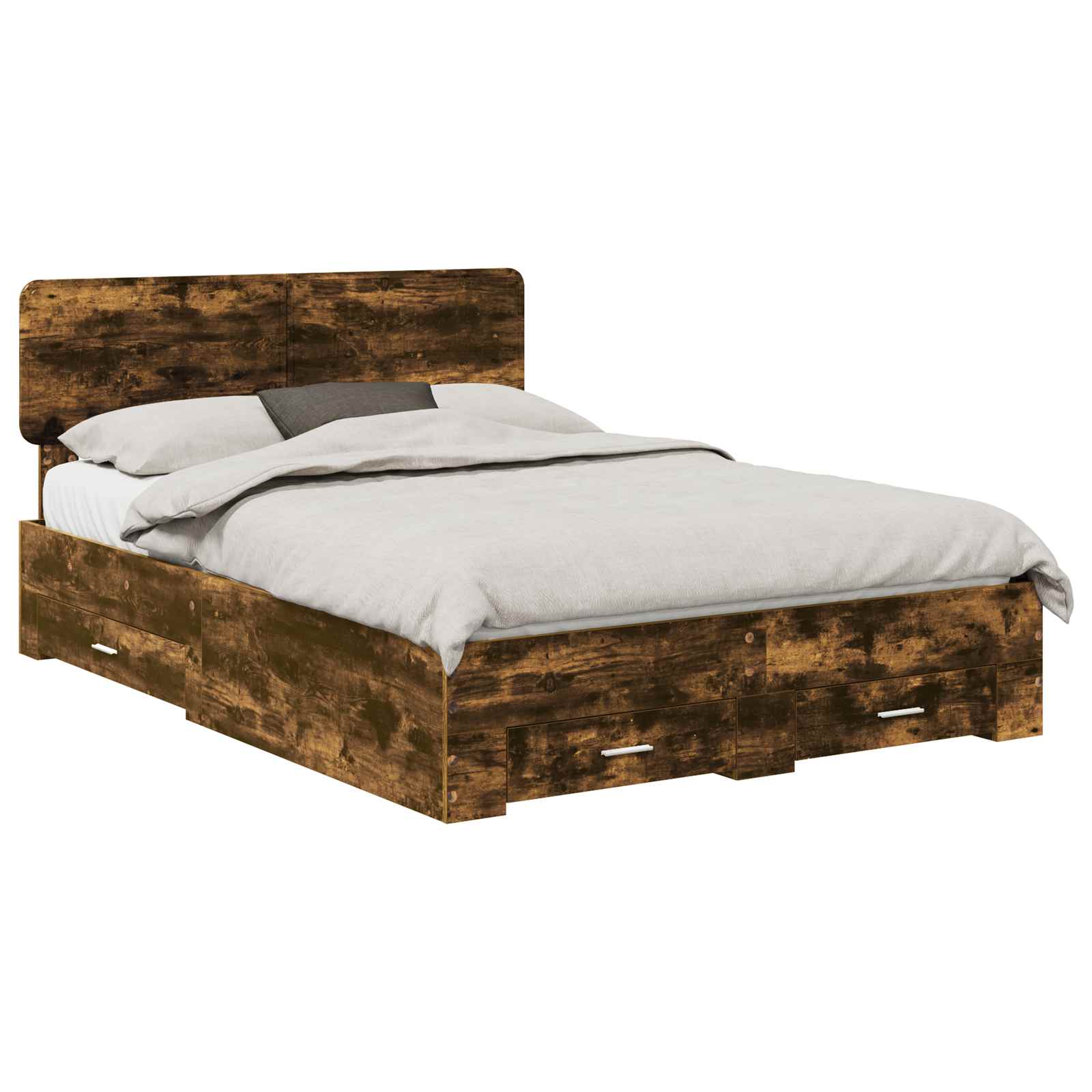 vidaXL Ramka łóżka Dąb wędzony 140 x 190 cm Materiał drewnopochodny