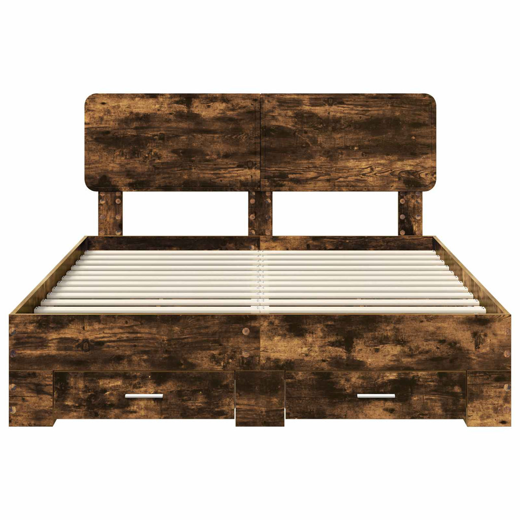 vidaXL Ramka łóżka Dąb wędzony 140 x 190 cm Materiał drewnopochodny