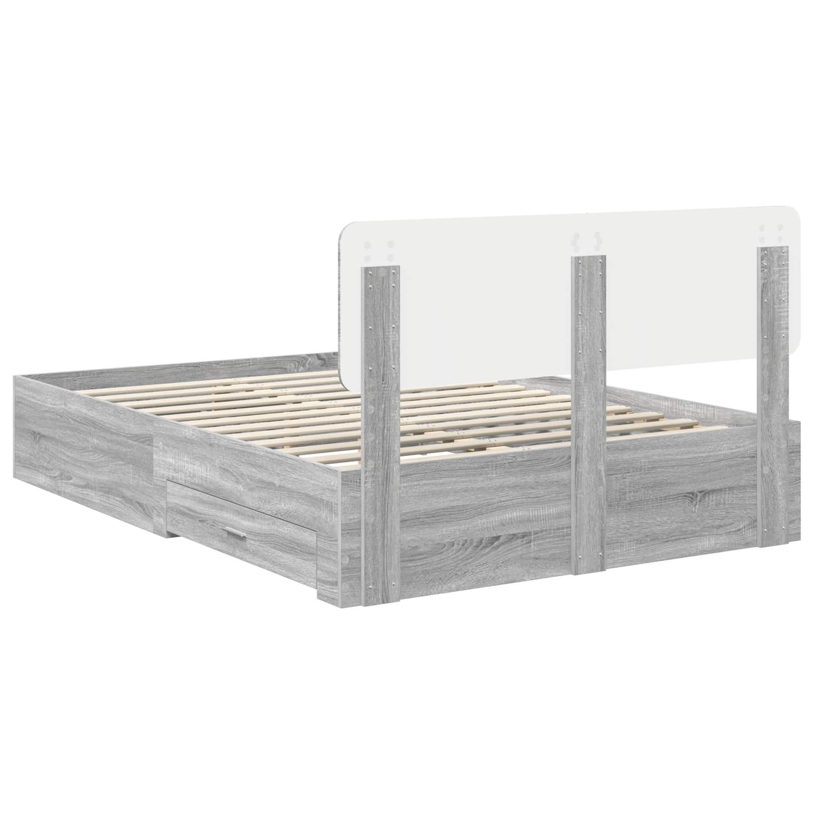 vidaXL Ramka łóżka Szary Sonoma 140 x 190 cm Materiał drewnopochodny