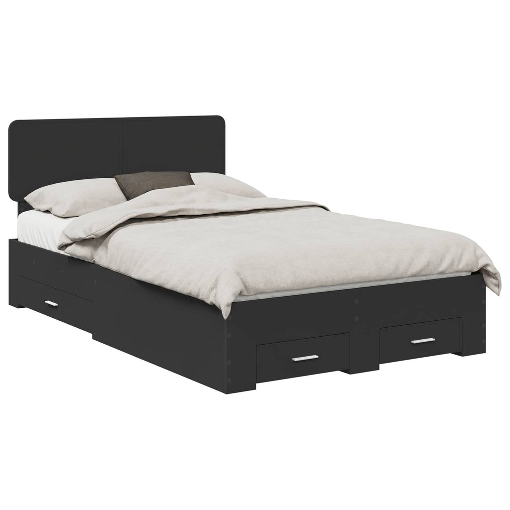 vidaXL Ramka łóżka Czarny 135 x 190 cm Materiał drewnopochodny