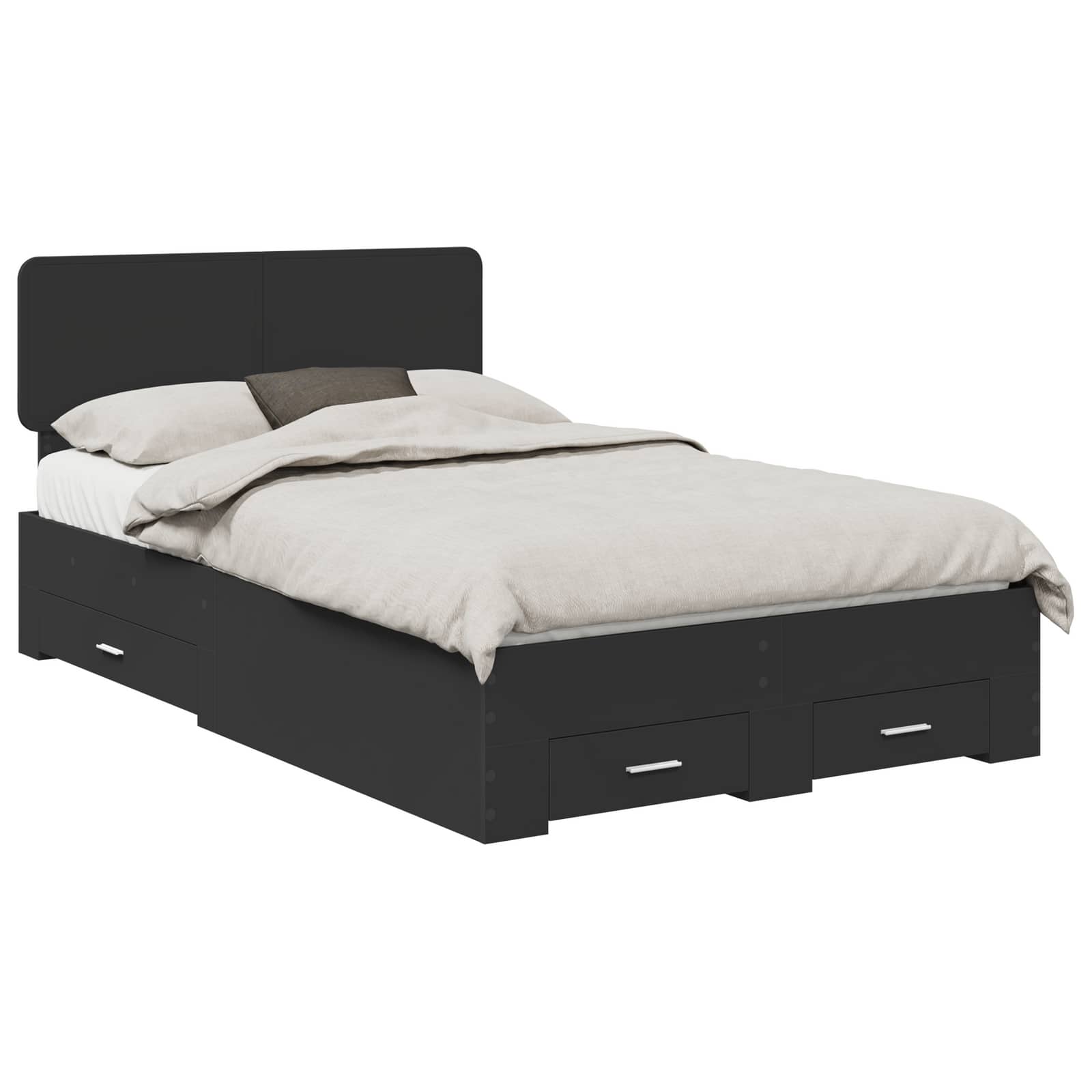 vidaXL Ramka łóżka Czarny 135 x 190 cm Materiał drewnopochodny