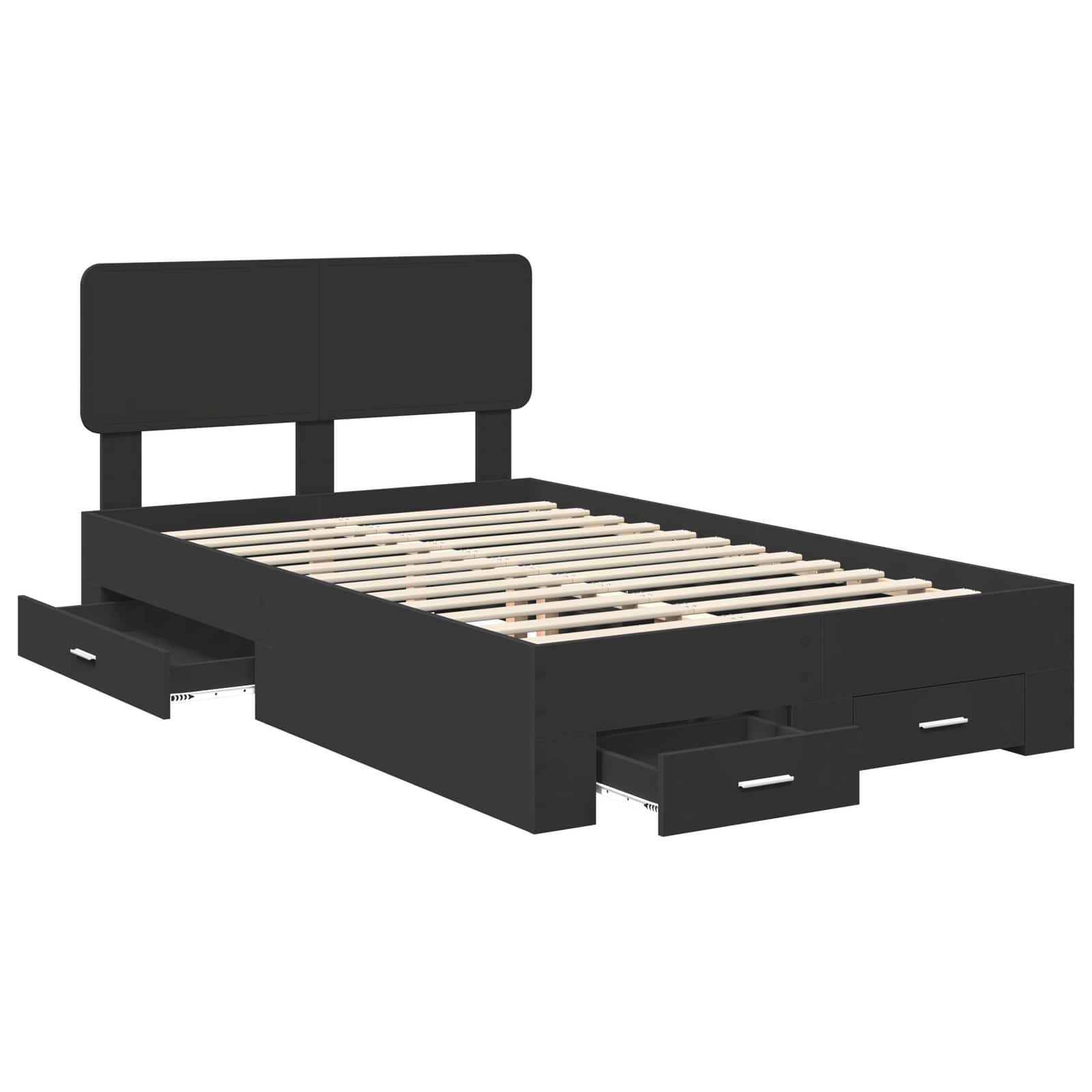 vidaXL Ramka łóżka Czarny 135 x 190 cm Materiał drewnopochodny