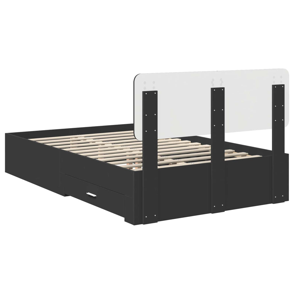 vidaXL Ramka łóżka Czarny 135 x 190 cm Materiał drewnopochodny