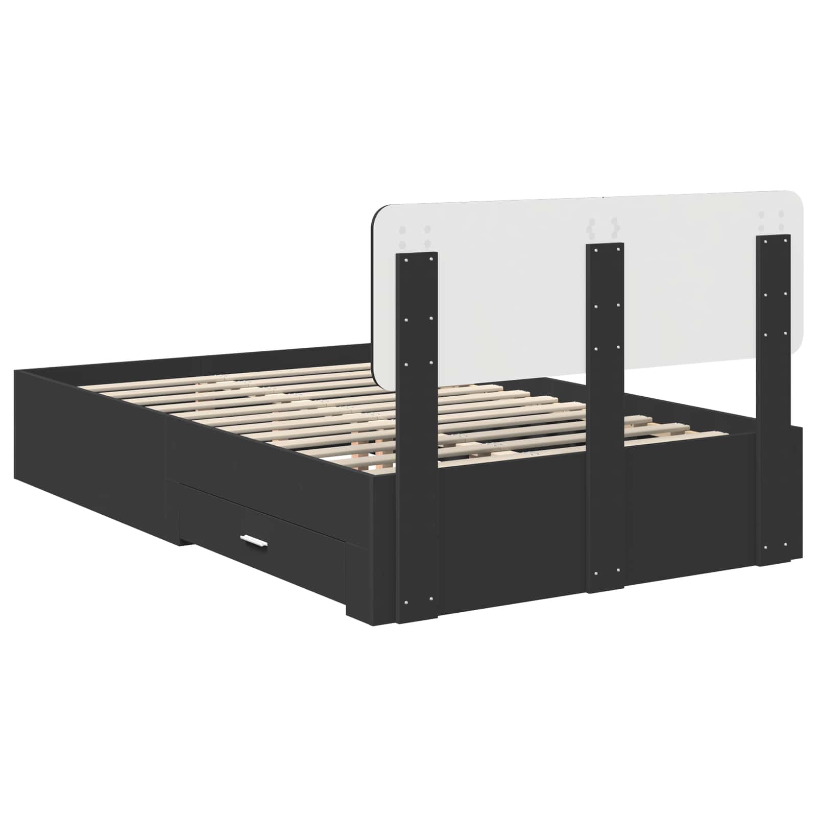 vidaXL Ramka łóżka Czarny 135 x 190 cm Materiał drewnopochodny