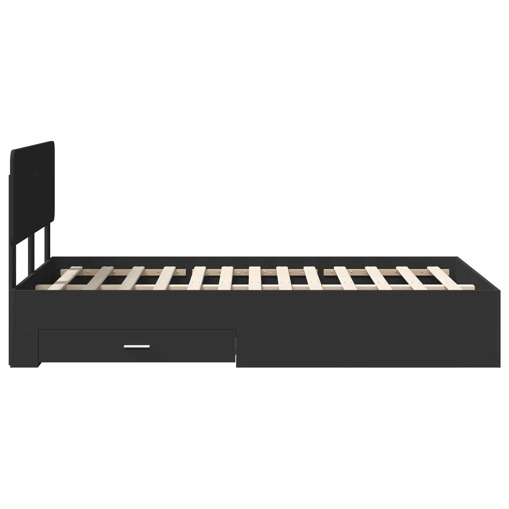 vidaXL Ramka łóżka Czarny 135 x 190 cm Materiał drewnopochodny