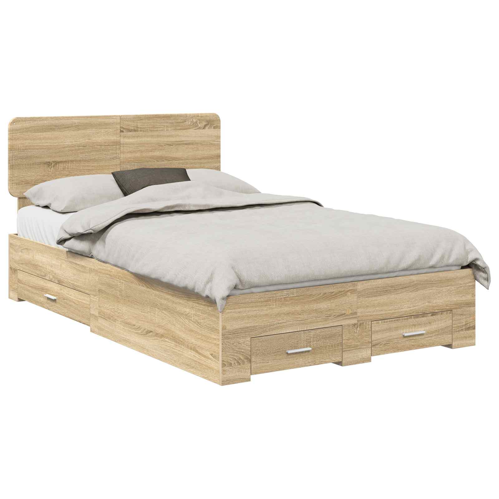 vidaXL Ramka łóżka Dąb Sonoma 135 x 190 cm Materiał drewnopochodny