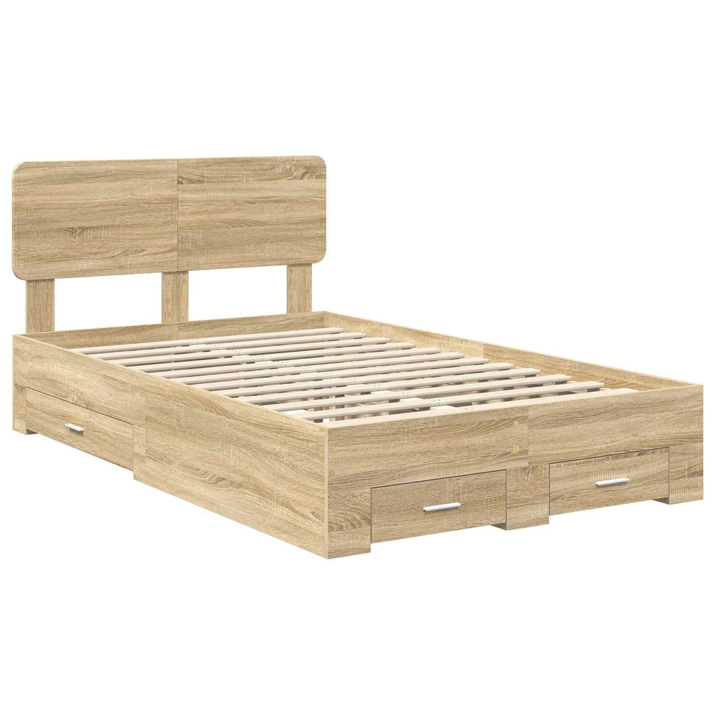 vidaXL Ramka łóżka Dąb Sonoma 135 x 190 cm Materiał drewnopochodny