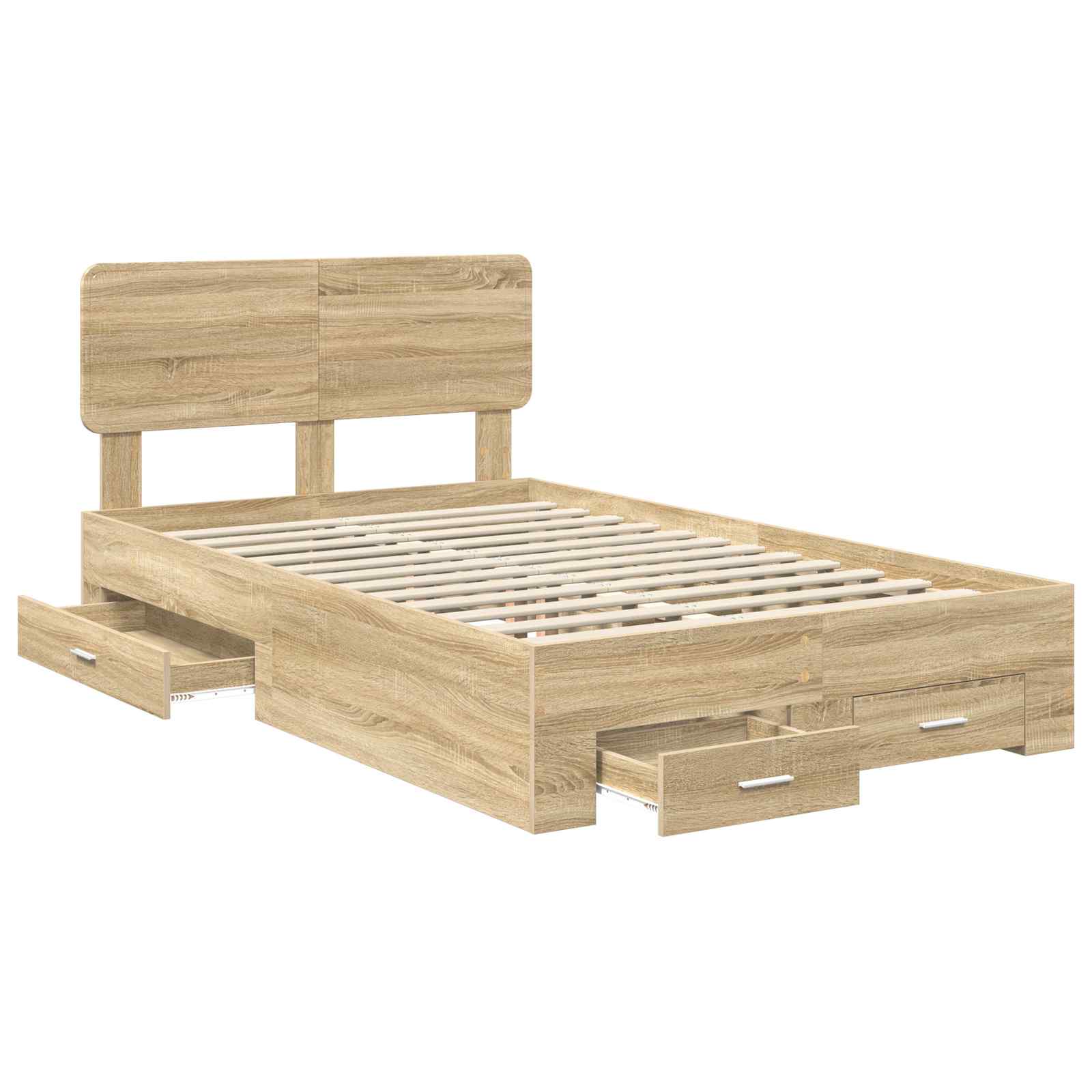vidaXL Ramka łóżka Dąb Sonoma 135 x 190 cm Materiał drewnopochodny