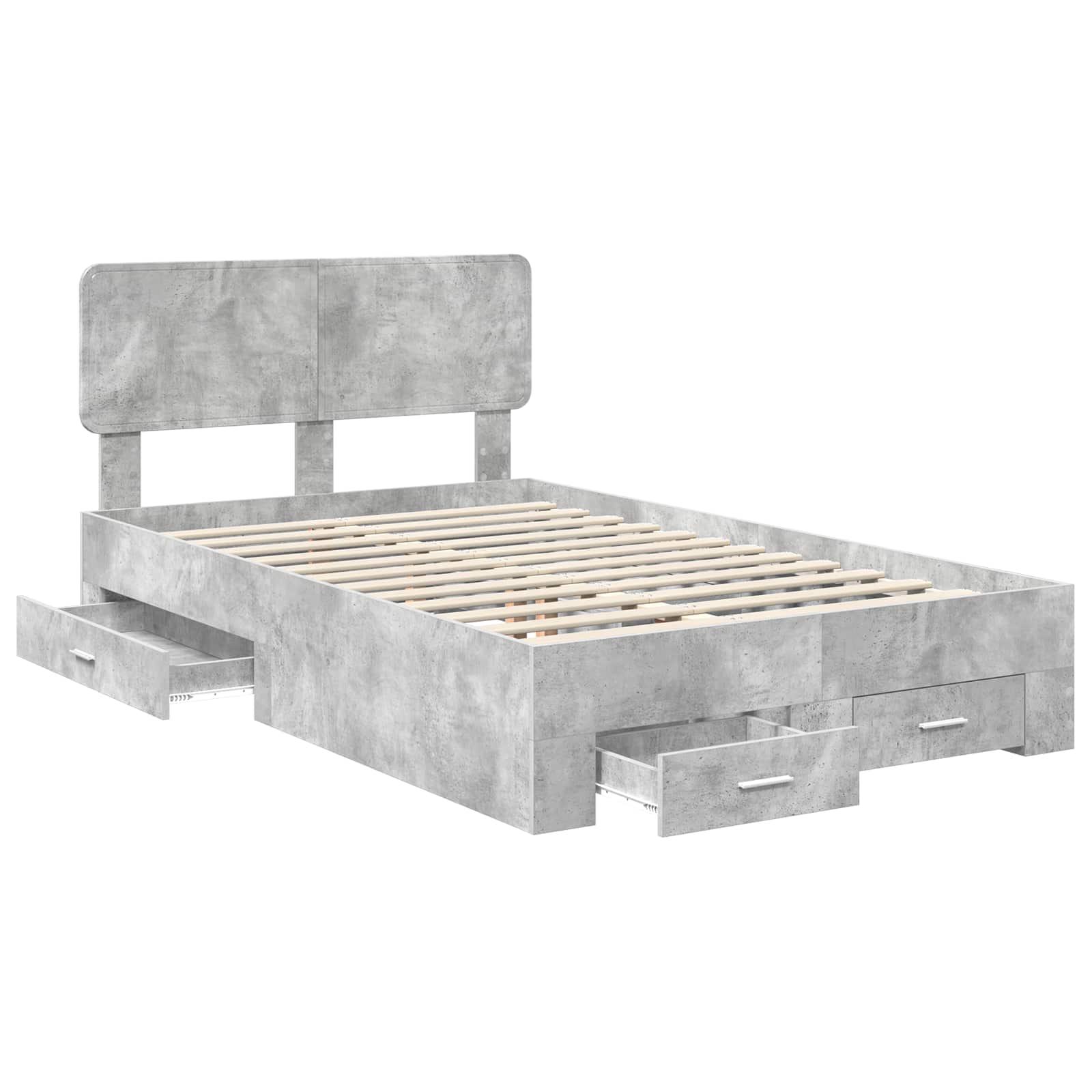 vidaXL Ramka łóżka Betonowy szary 135 x 190 cm Materiał drewnopochodny