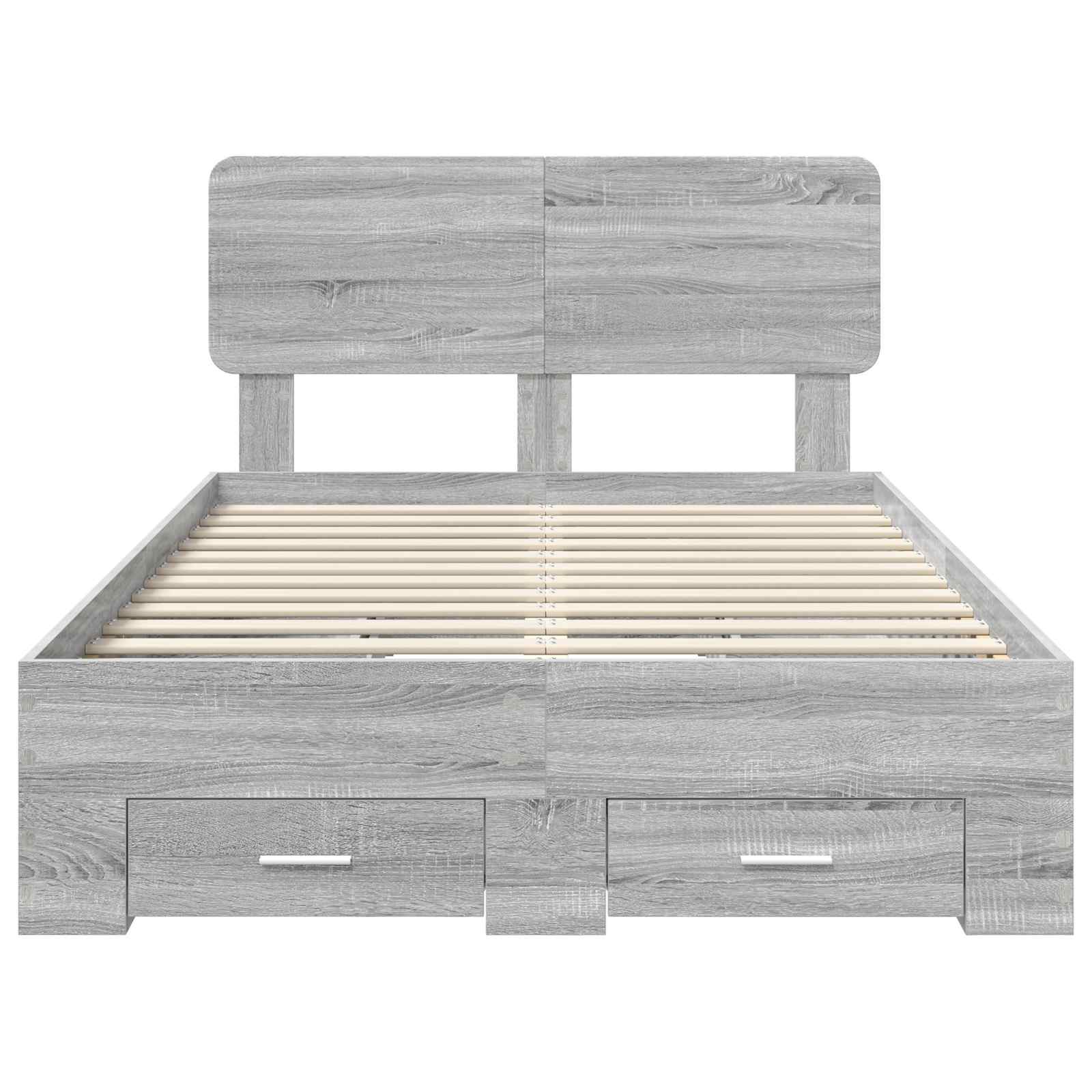 vidaXL Ramka łóżka Szary Sonoma 135 x 190 cm Materiał drewnopochodny