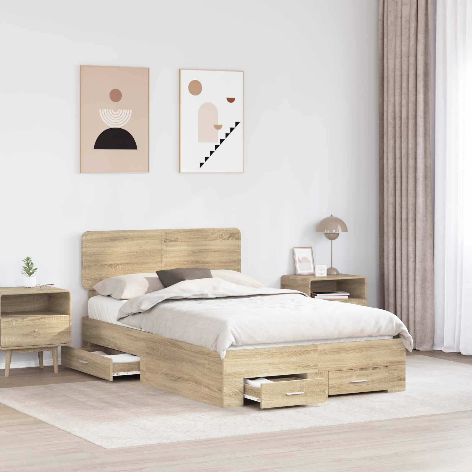 vidaXL Ramka łóżka Dąb Sonoma 120 x 200 cm Materiał drewnopochodny