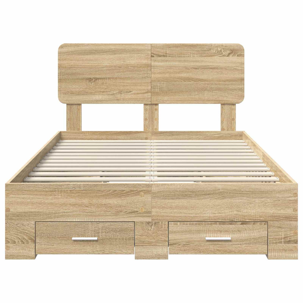 vidaXL Ramka łóżka Dąb Sonoma 120 x 200 cm Materiał drewnopochodny