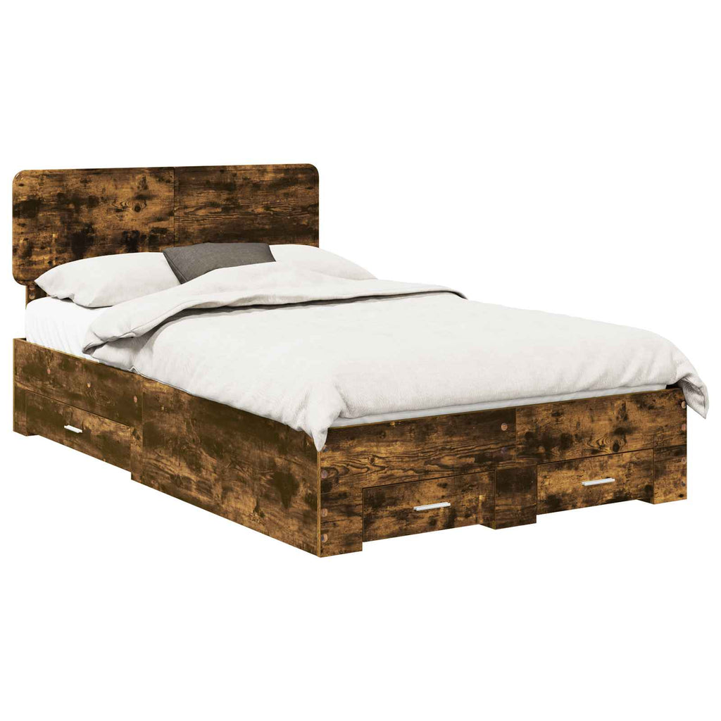 vidaXL Ramka łóżka Dąb wędzony 120 x 200 cm Materiał drewnopochodny
