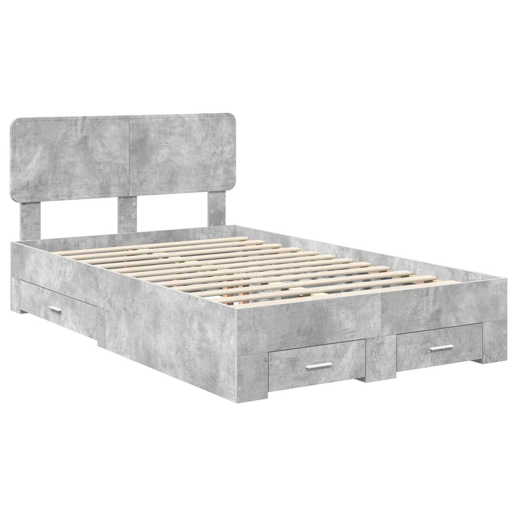 vidaXL Ramka łóżka Betonowy szary 120 x 190 cm Materiał drewnopochodny