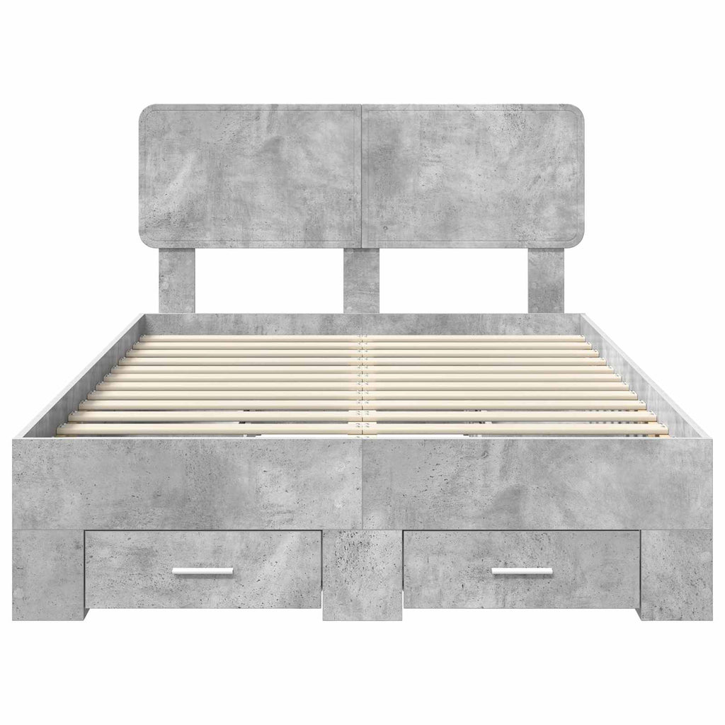 vidaXL Ramka łóżka Betonowy szary 120 x 190 cm Materiał drewnopochodny