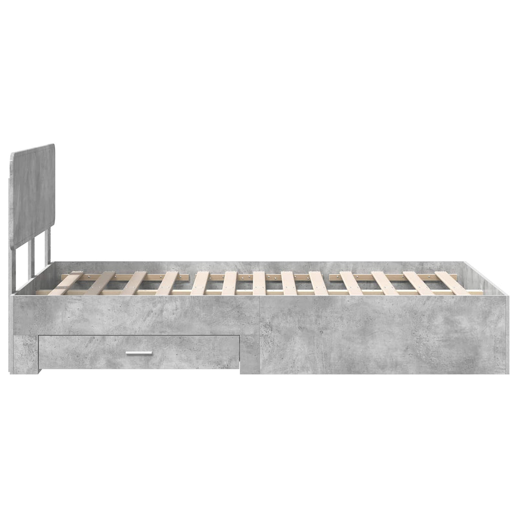vidaXL Ramka łóżka Betonowy szary 120 x 190 cm Materiał drewnopochodny