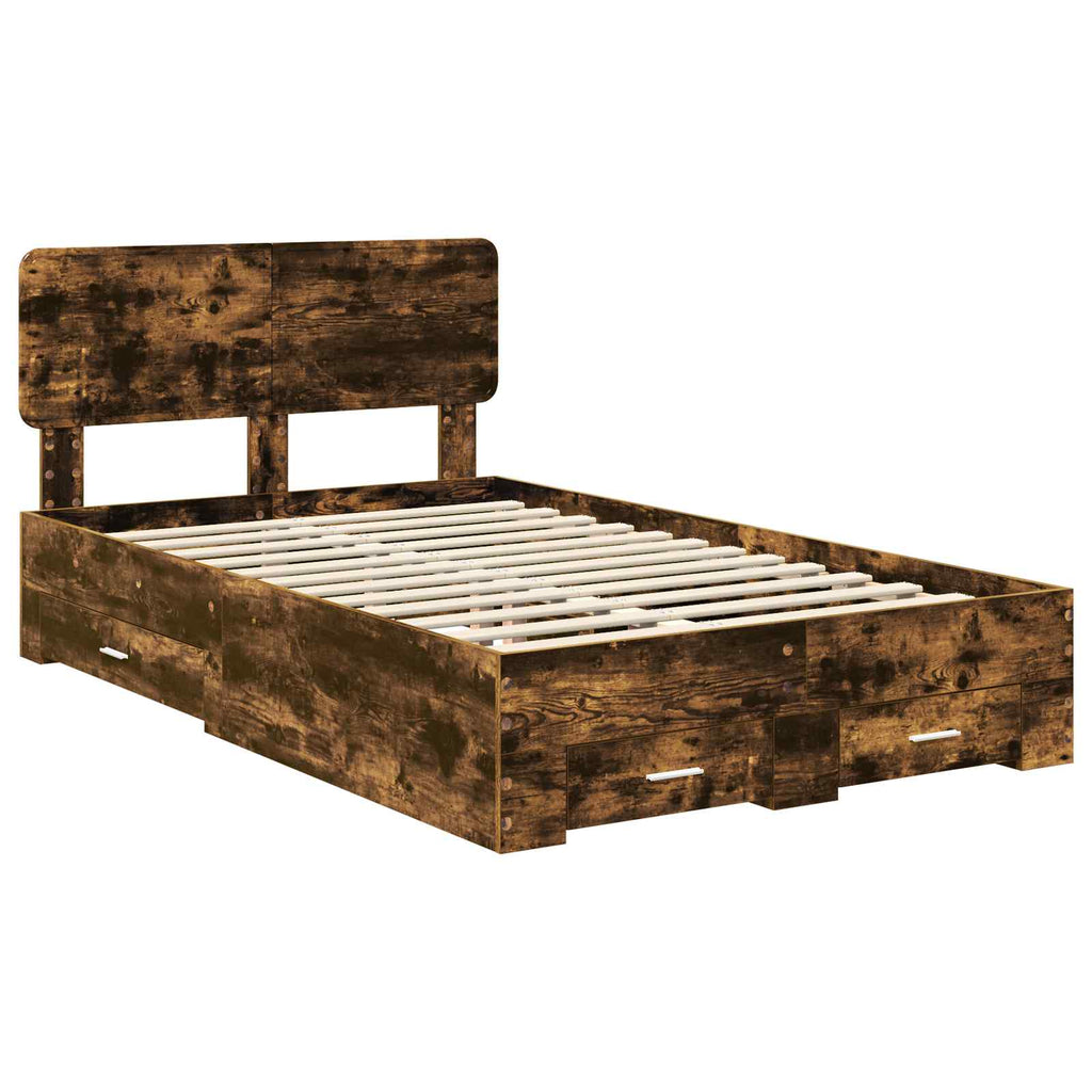 vidaXL Ramka łóżka Dąb wędzony 120 x 190 cm Materiał drewnopochodny