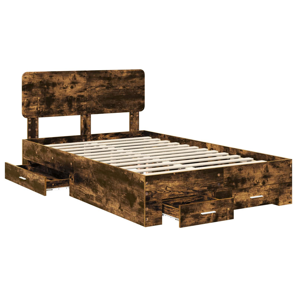 vidaXL Ramka łóżka Dąb wędzony 120 x 190 cm Materiał drewnopochodny