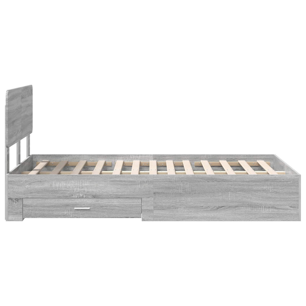 vidaXL Ramka łóżka Szary Sonoma 120 x 190 cm Materiał drewnopochodny