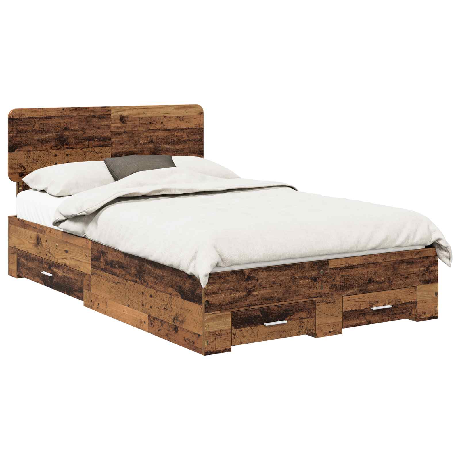 vidaXL Ramka łóżka Stare drewno 120 x 190 cm Materiał drewnopochodny