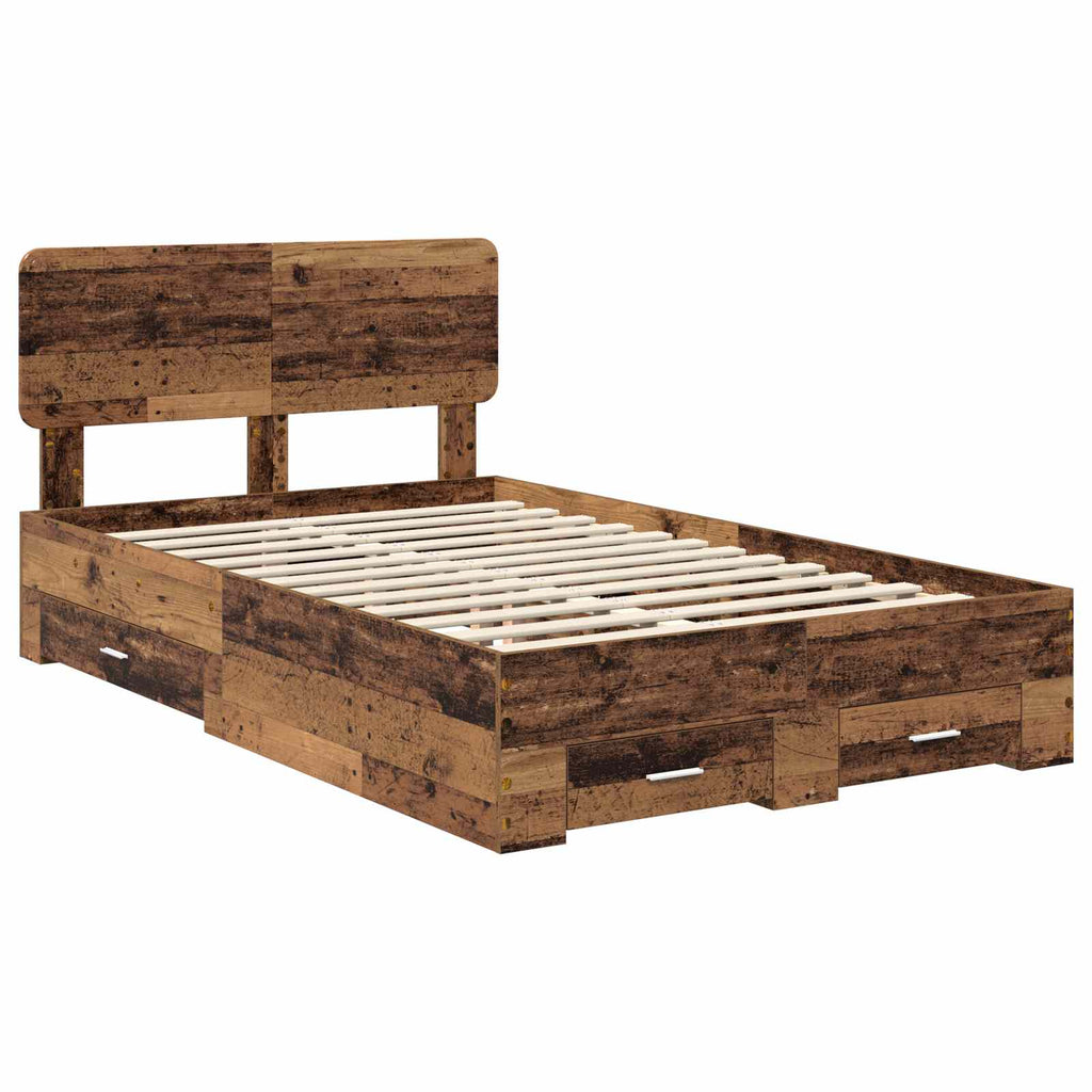 vidaXL Ramka łóżka Stare drewno 120 x 190 cm Materiał drewnopochodny