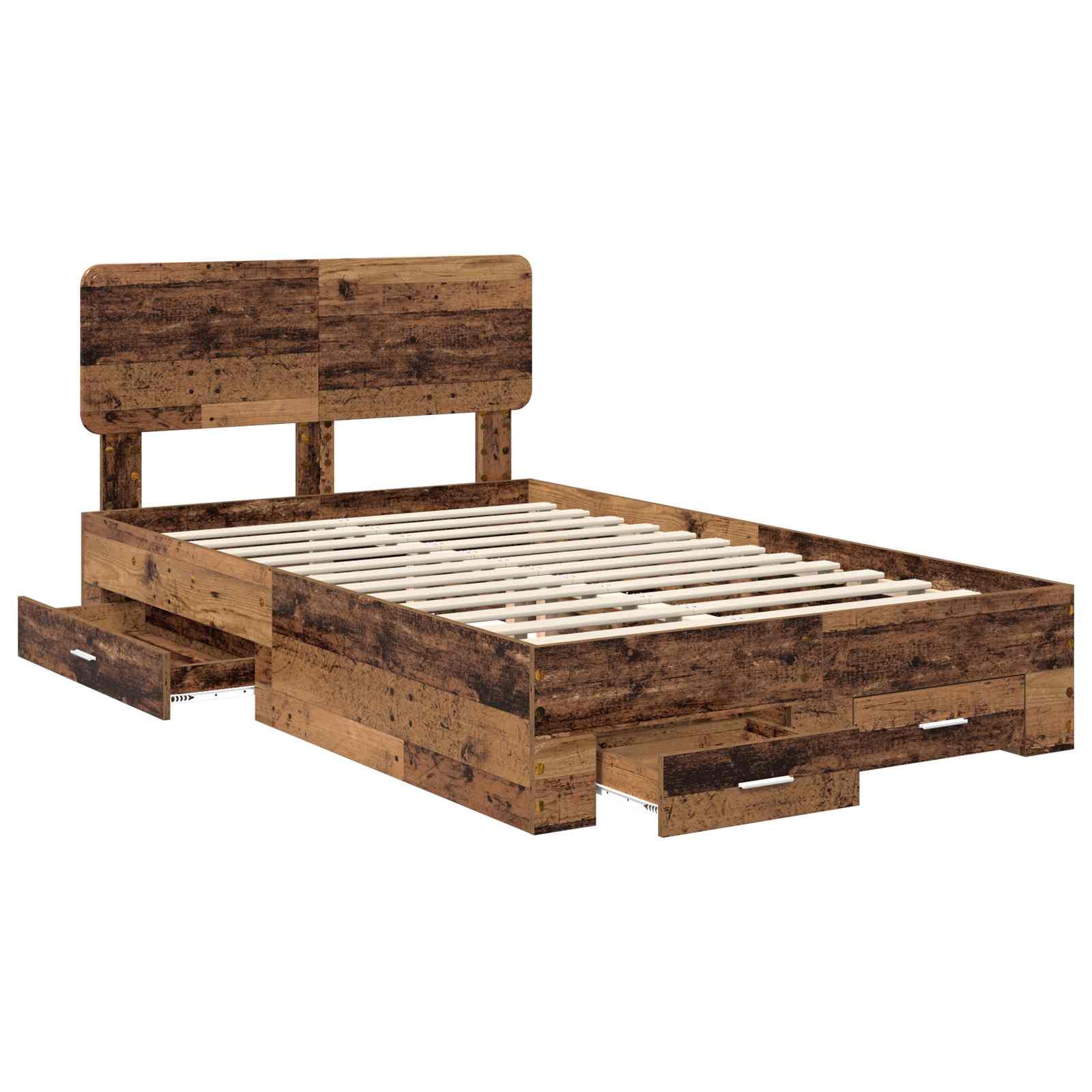 vidaXL Ramka łóżka Stare drewno 120 x 190 cm Materiał drewnopochodny