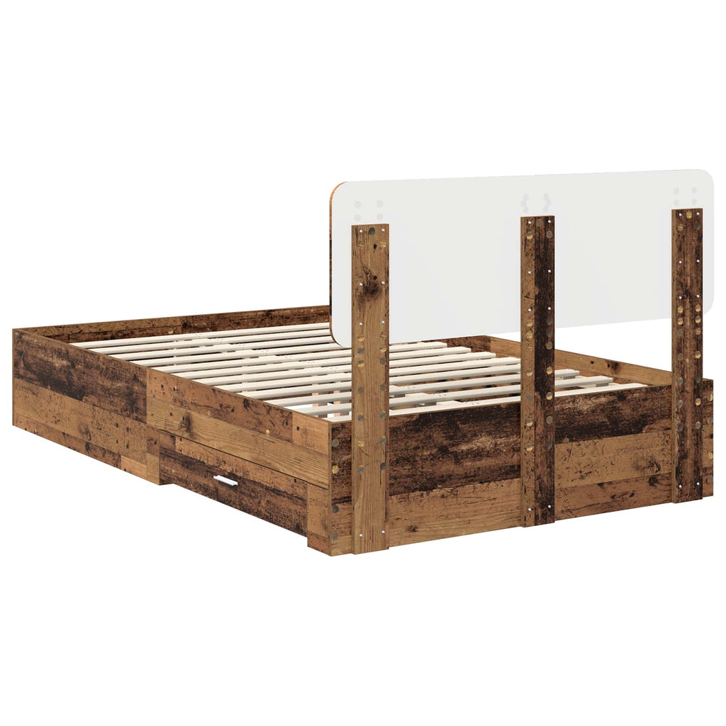 vidaXL Ramka łóżka Stare drewno 120 x 190 cm Materiał drewnopochodny