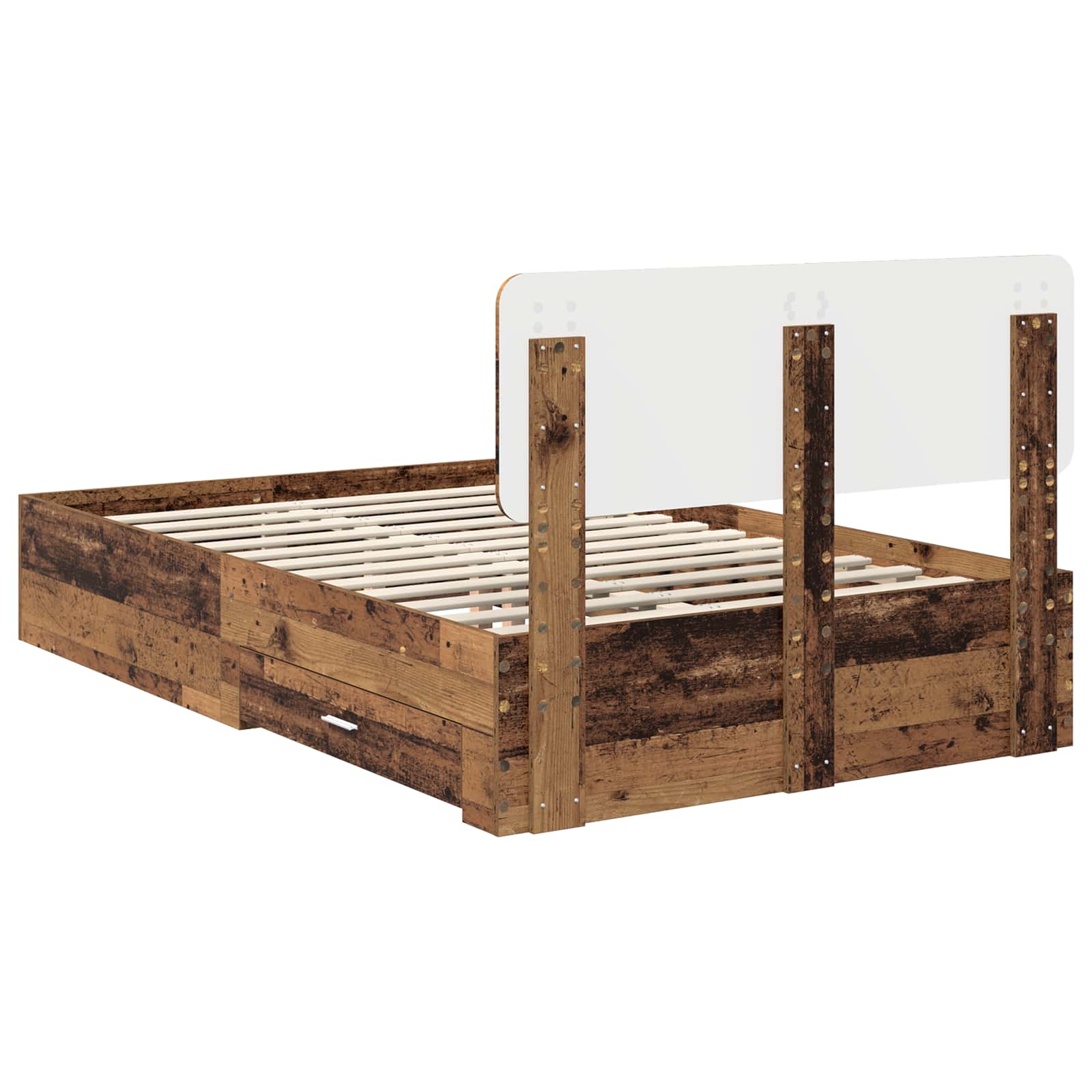 vidaXL Ramka łóżka Stare drewno 120 x 190 cm Materiał drewnopochodny