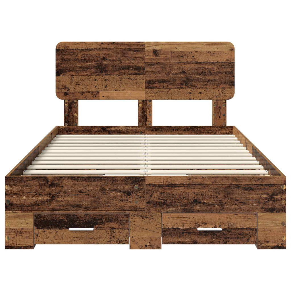 vidaXL Ramka łóżka Stare drewno 120 x 190 cm Materiał drewnopochodny