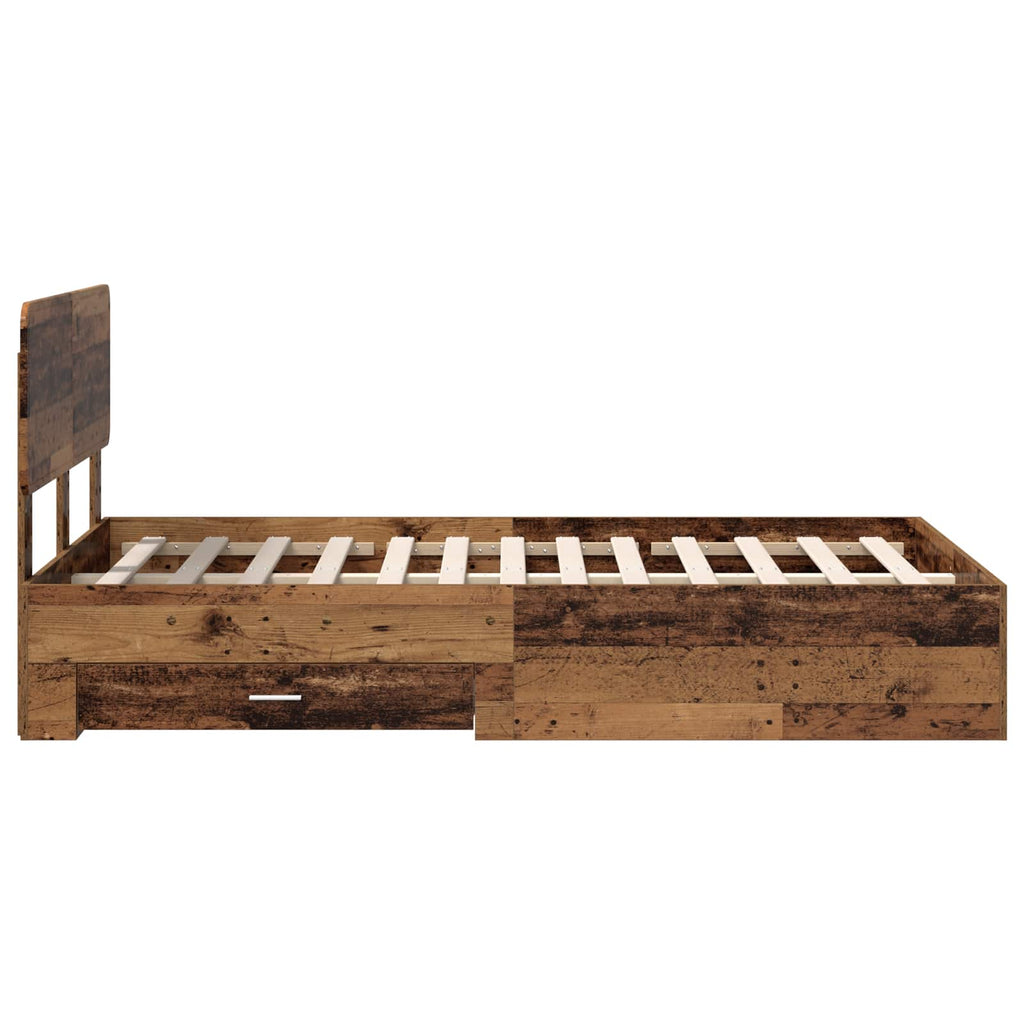 vidaXL Ramka łóżka Stare drewno 120 x 190 cm Materiał drewnopochodny