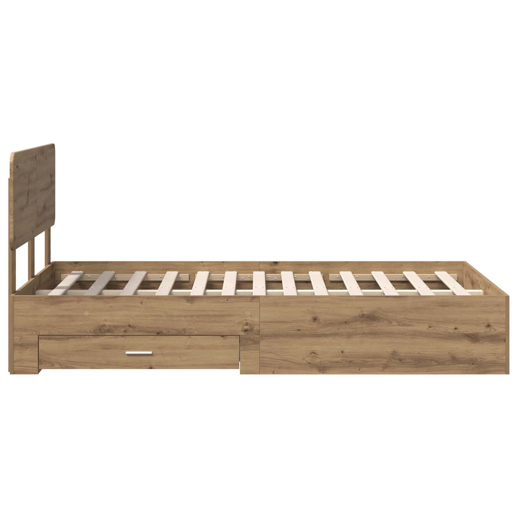 vidaXL Ramka łóżka Z zagłówkiem Dąb rzemieślniczy 120 x 190 cm