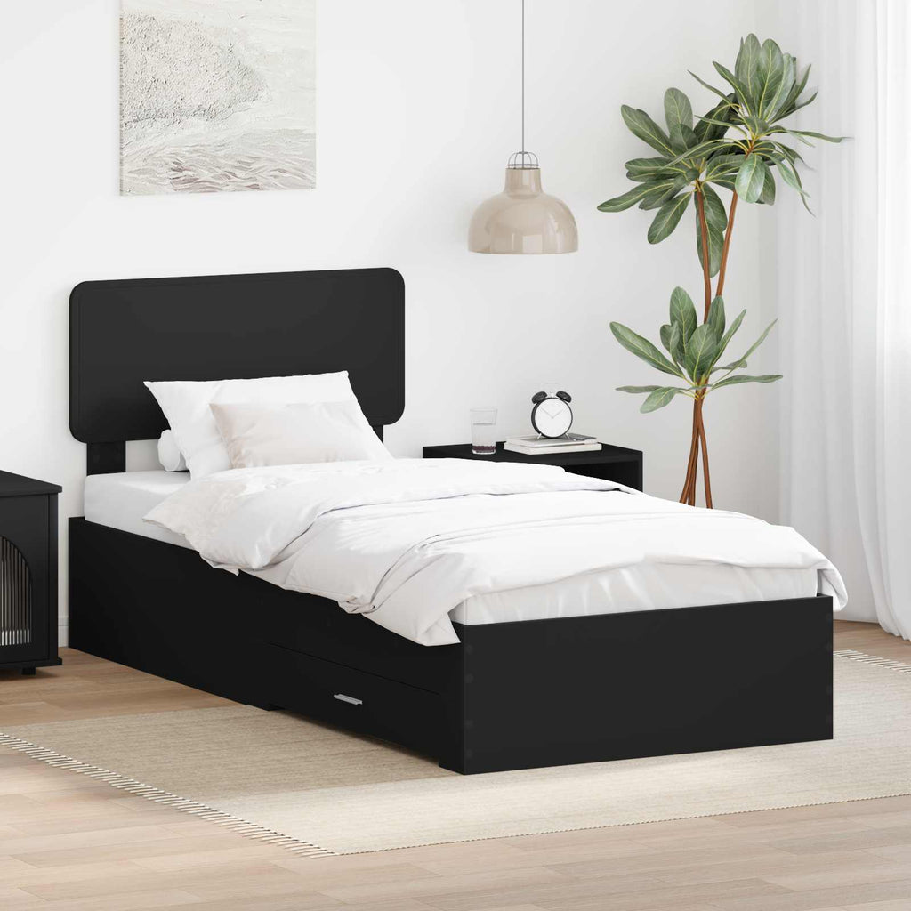vidaXL Ramka łóżka Czarny 100 x 200 cm Materiał drewnopochodny
