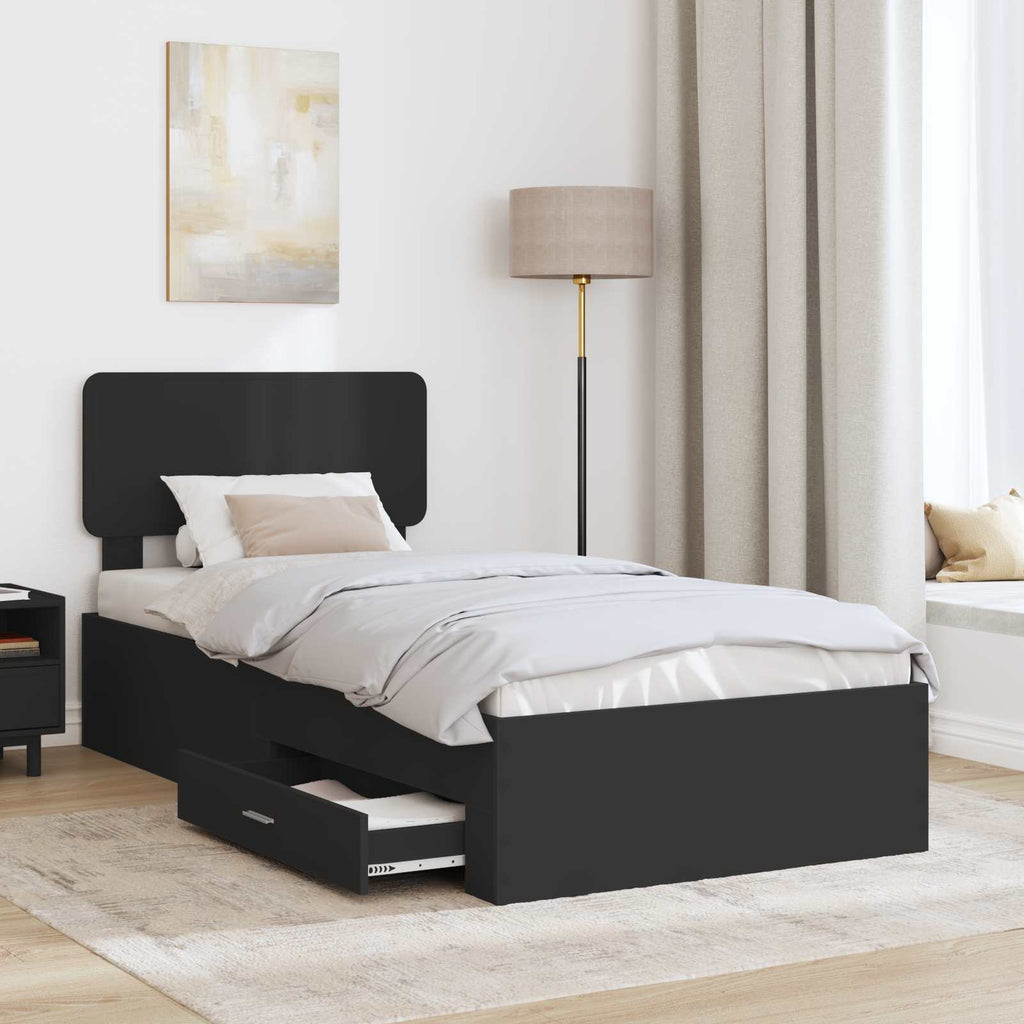 vidaXL Ramka łóżka Czarny 100 x 200 cm Materiał drewnopochodny