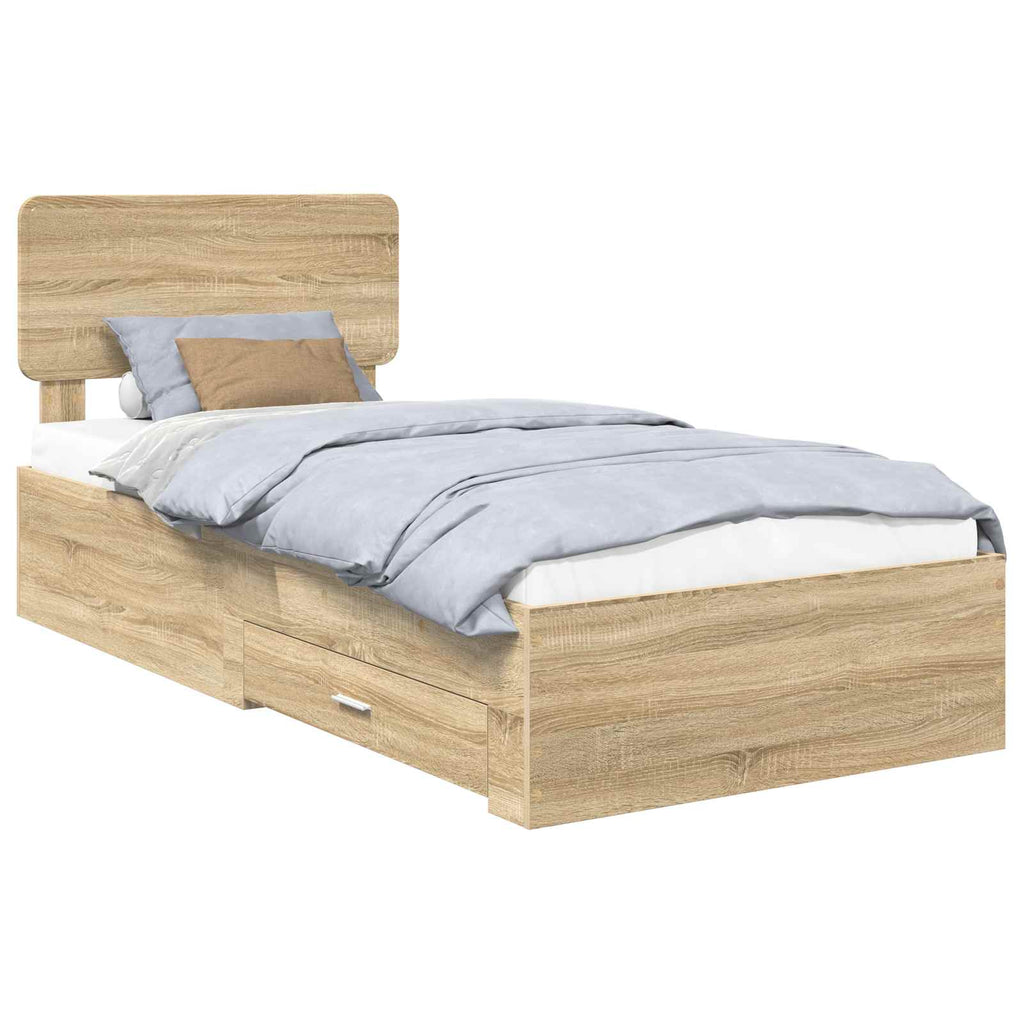 vidaXL Ramka łóżka Dąb Sonoma 100 x 200 cm Materiał drewnopochodny