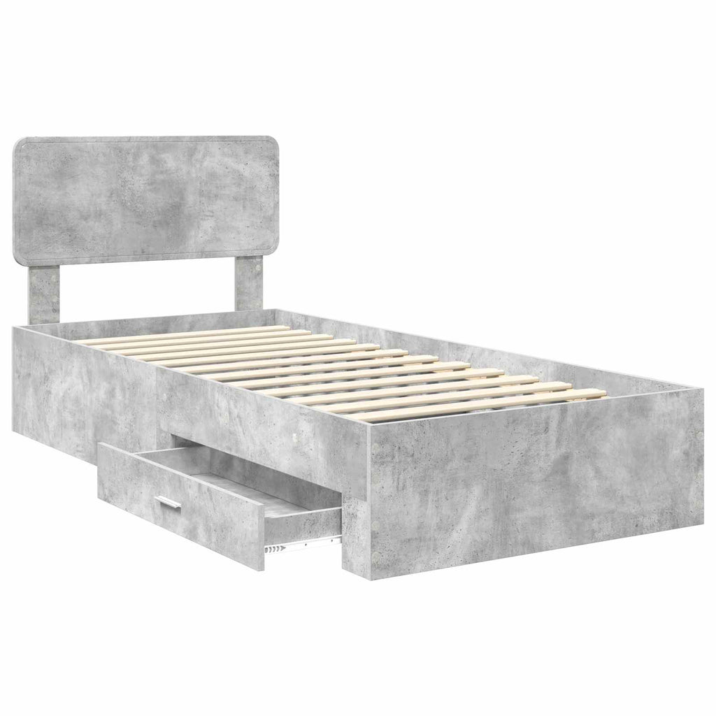 vidaXL Ramka łóżka Betonowy szary 100 x 200 cm Materiał drewnopochodny