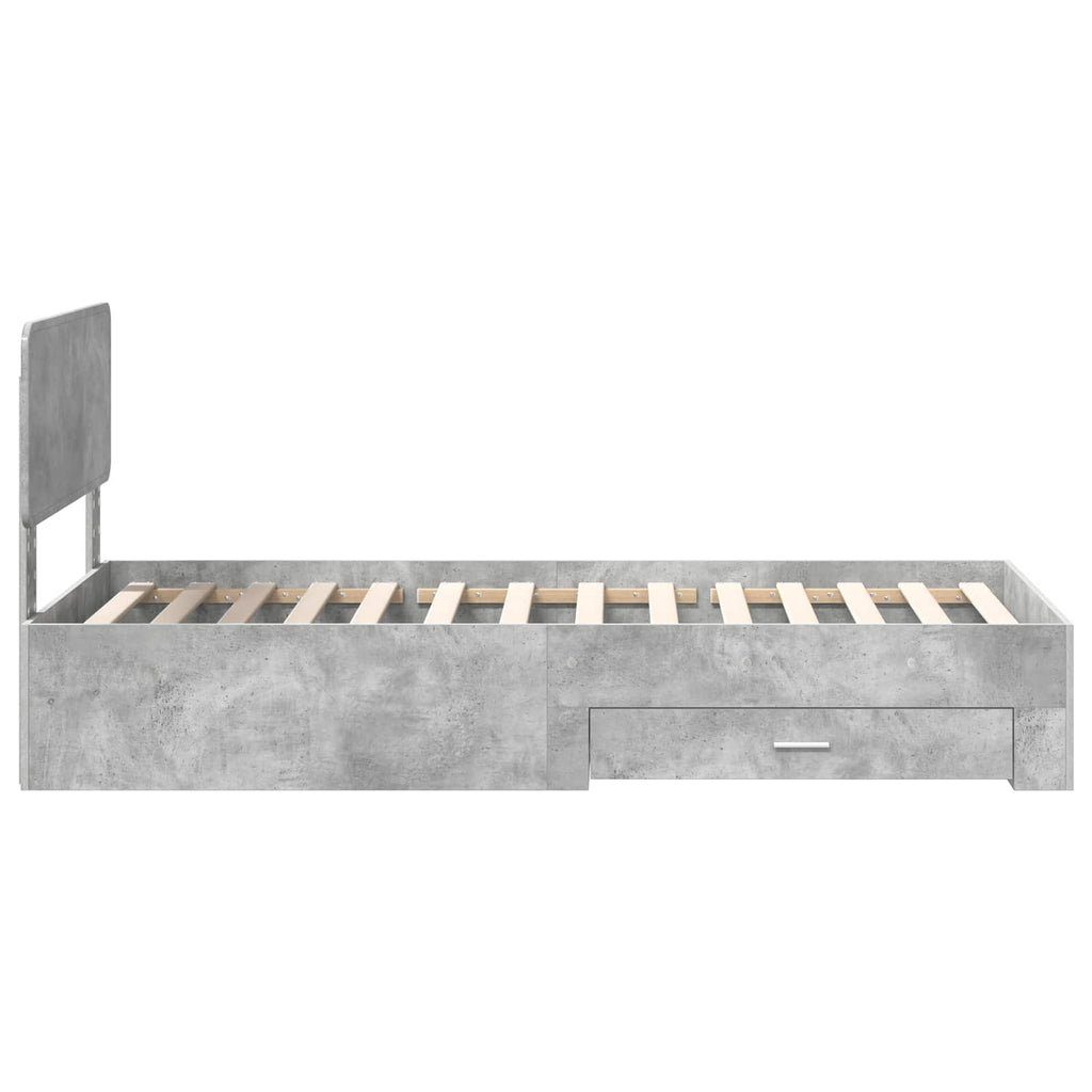vidaXL Ramka łóżka Betonowy szary 100 x 200 cm Materiał drewnopochodny