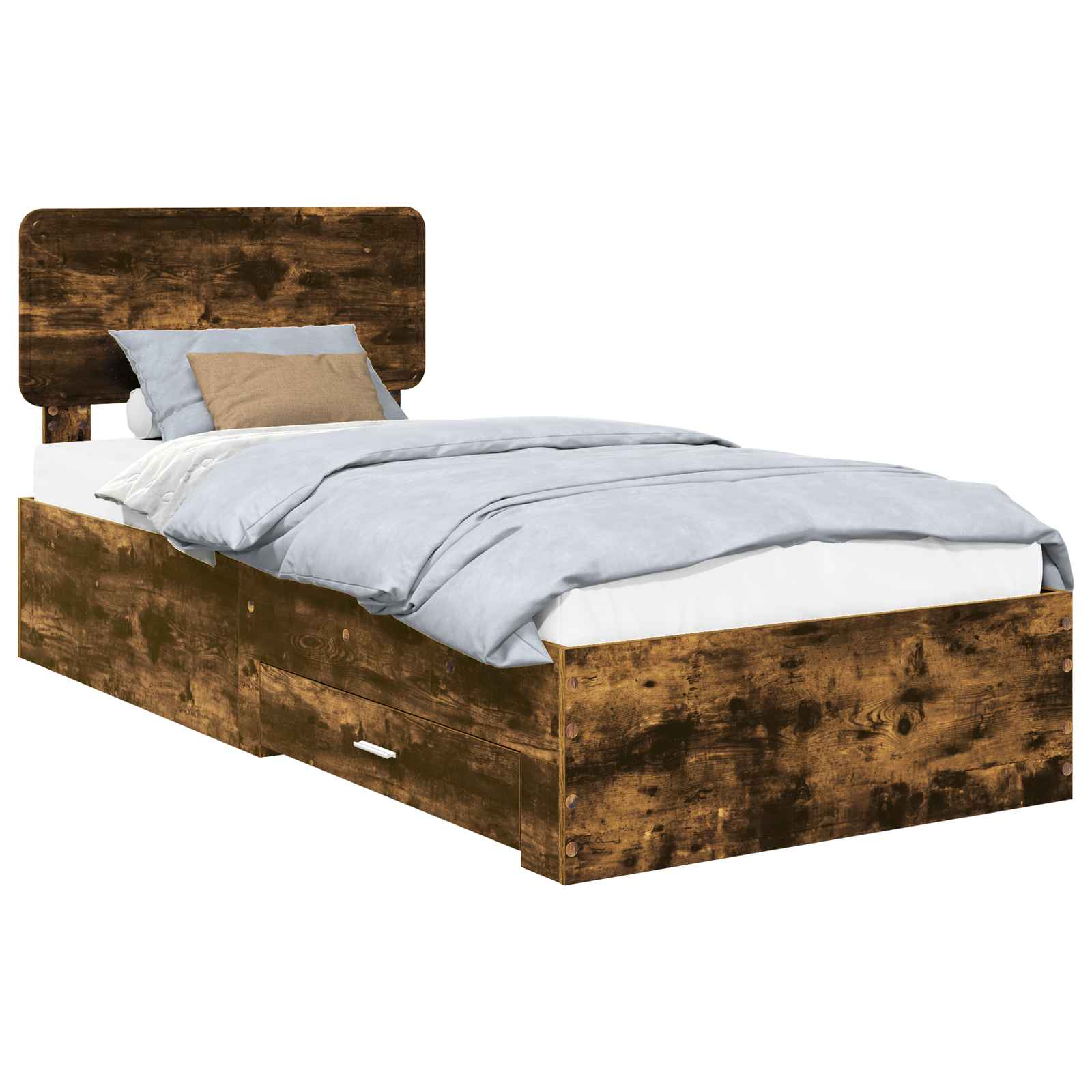 vidaXL Ramka łóżka Dąb wędzony 100 x 200 cm Materiał drewnopochodny