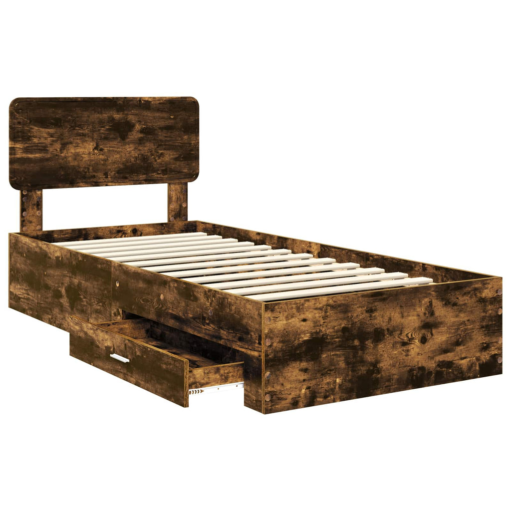 vidaXL Ramka łóżka Dąb wędzony 100 x 200 cm Materiał drewnopochodny