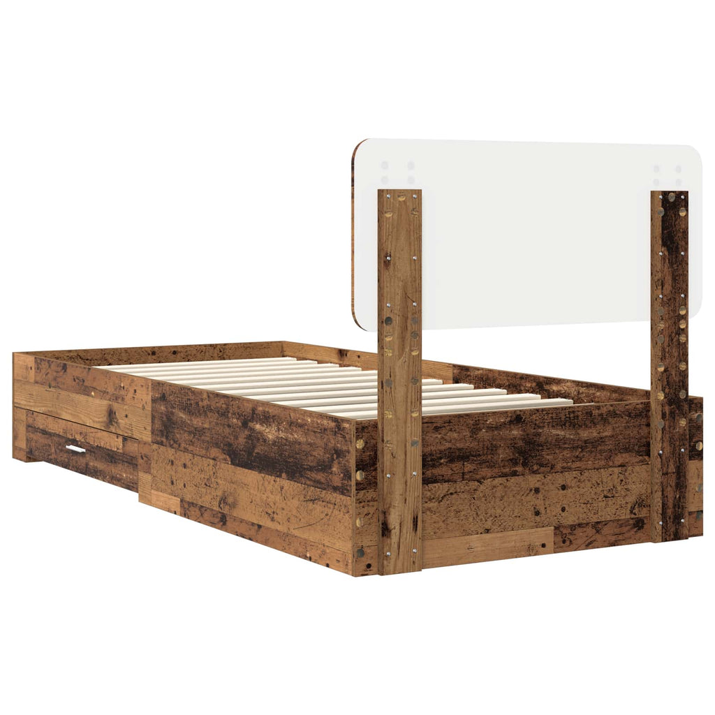 vidaXL Ramka łóżka Stare drewno 100 x 200 cm Materiał drewnopochodny