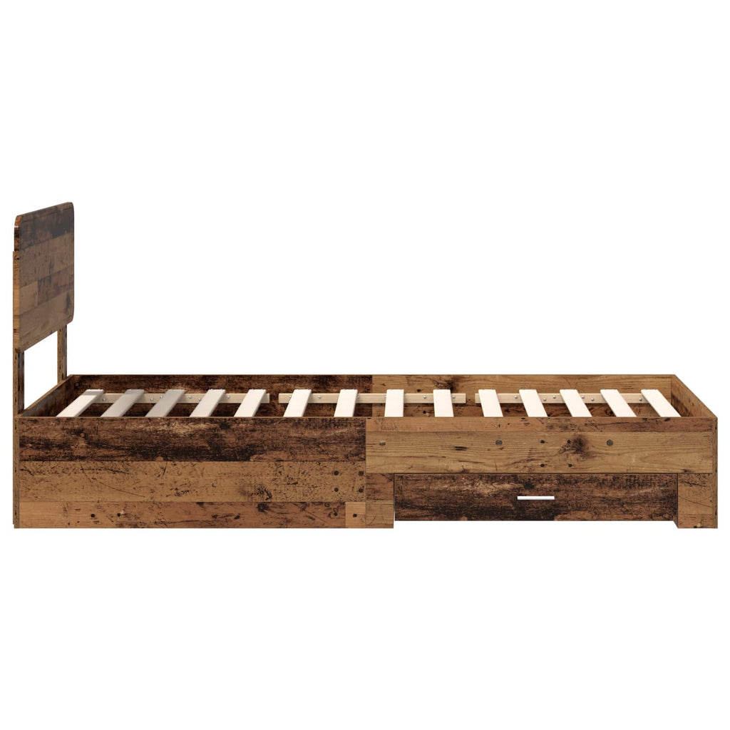 vidaXL Ramka łóżka Stare drewno 100 x 200 cm Materiał drewnopochodny