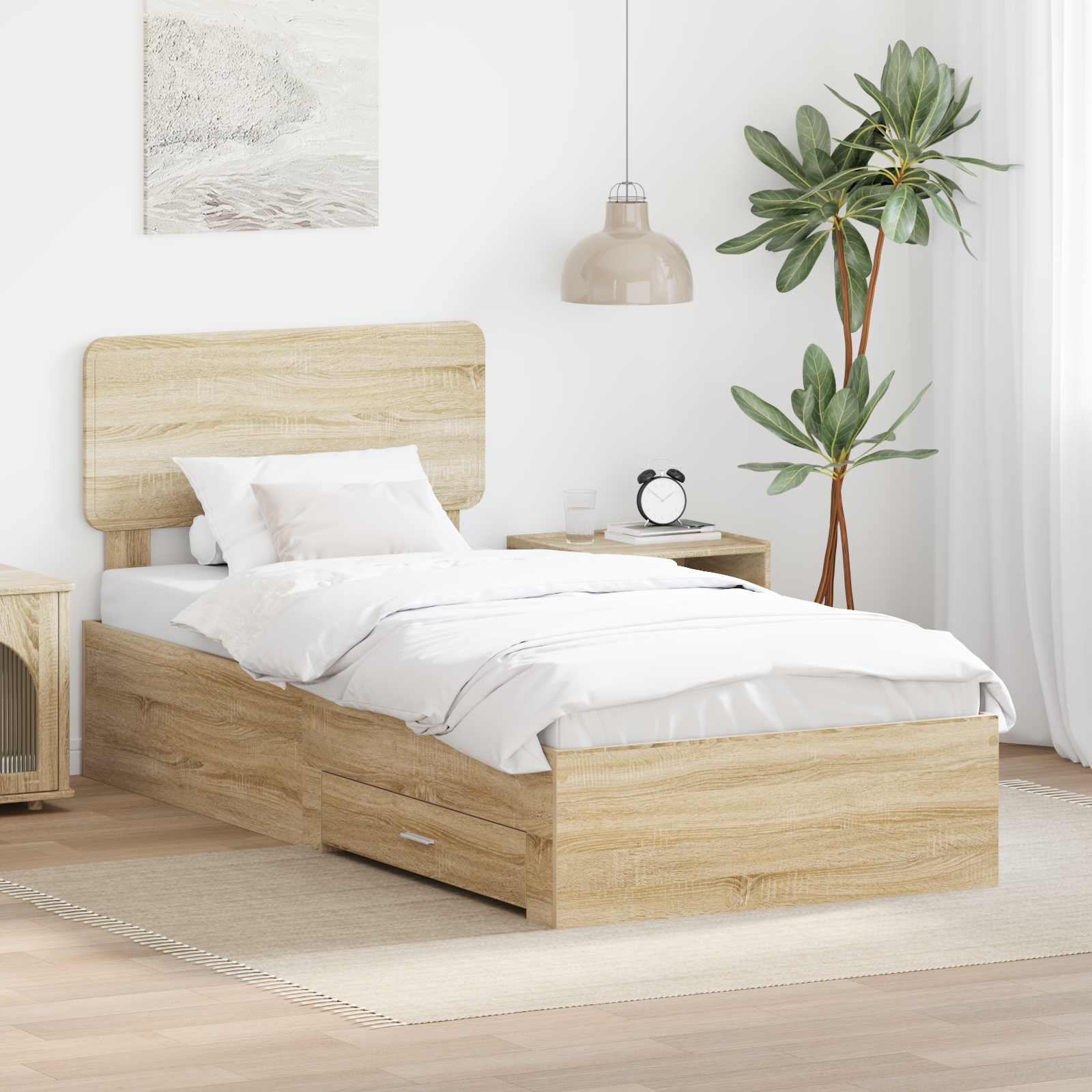 vidaXL Ramka łóżka Dąb Sonoma 90 x 200 cm Materiał drewnopochodny