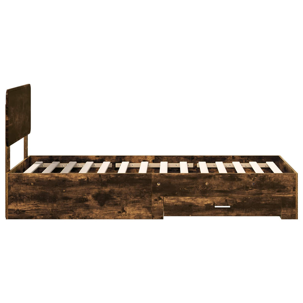 vidaXL Ramka łóżka Dąb wędzony 90 x 200 cm Materiał drewnopochodny
