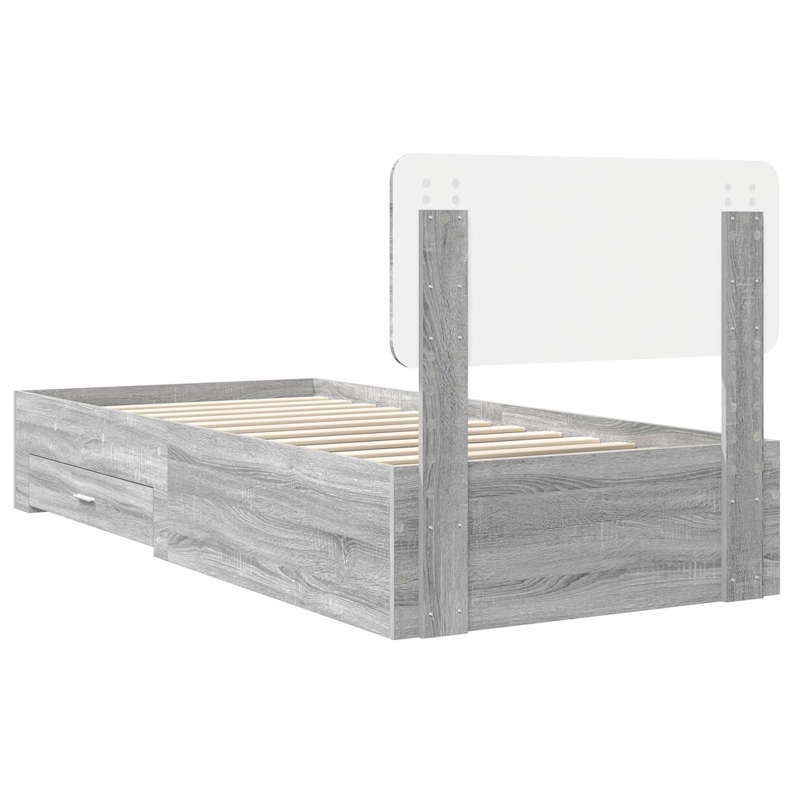 vidaXL Ramka łóżka Szary Sonoma 90 x 200 cm Materiał drewnopochodny